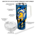 personalized san jose state spartans claw cut blue black curved tumbler best selling.webp