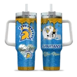 personalized san jose state spartans heart helmet motif blue curved tumbler best selling.webp