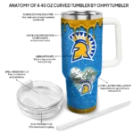 personalized san jose state spartans heart helmet motif blue curved tumbler best selling.webp