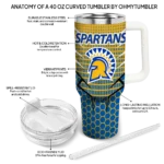 personalized san jose state spartans hex texture blue curved tumbler best selling.webp
