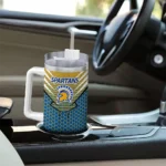 personalized san jose state spartans hex texture blue curved tumbler best selling.webp