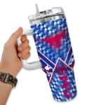 personalized smu mustangs chevron angle blue curved tumbler best selling.webp
