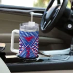 personalized smu mustangs chevron angle blue curved tumbler best selling.webp