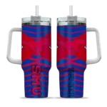 personalized smu mustangs chevron layers blue curved tumbler best selling.webp