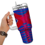 personalized smu mustangs chevron layers blue curved tumbler best selling.webp