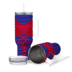 personalized smu mustangs chevron layers blue curved tumbler best selling.webp