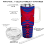 personalized smu mustangs chevron layers blue curved tumbler best selling.webp