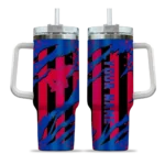 personalized smu mustangs claw cut blue black curved tumbler best selling.webp