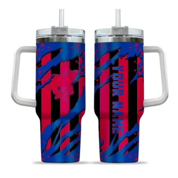 personalized smu mustangs claw cut blue black curved tumbler best selling.webp