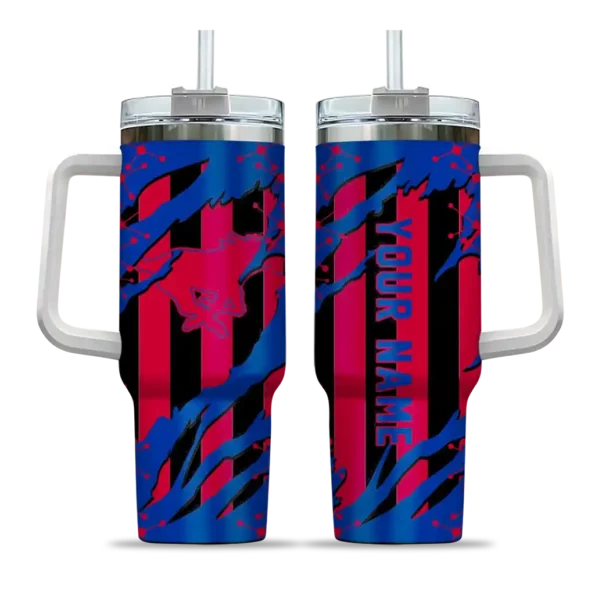 personalized smu mustangs claw cut blue black curved tumbler best selling.webp