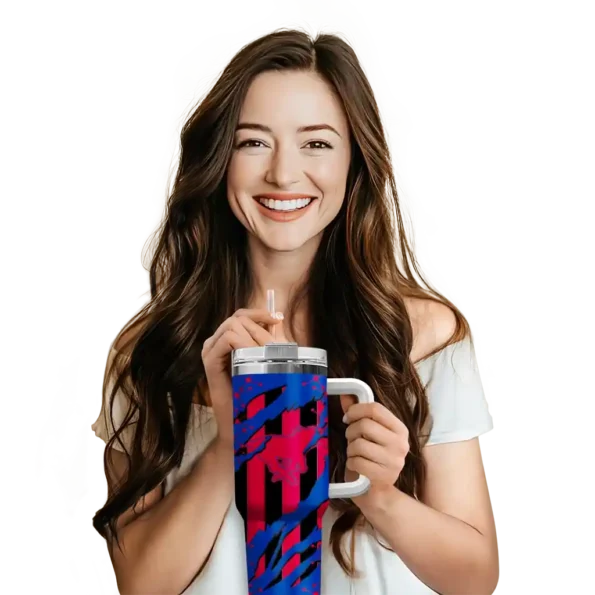 personalized smu mustangs claw cut blue black curved tumbler premium grade.webp
