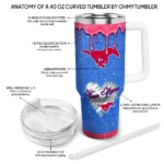personalized smu mustangs heart helmet motif blue curved tumbler best selling.webp