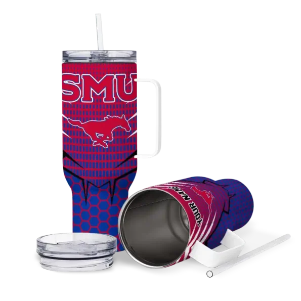 personalized smu mustangs hex texture blue curved tumbler high quality.webp