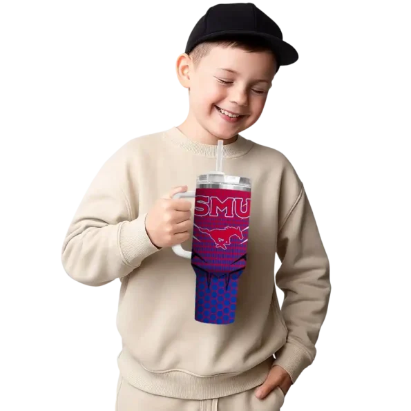 personalized smu mustangs hex texture blue curved tumbler latest model.webp