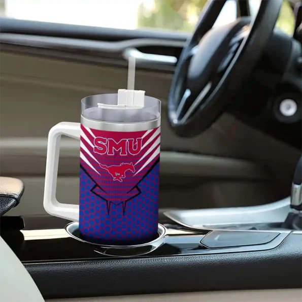 personalized smu mustangs hex texture blue curved tumbler trendy.webp