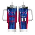 personalized smu mustangs hexagon armor blue curved tumbler best selling.webp