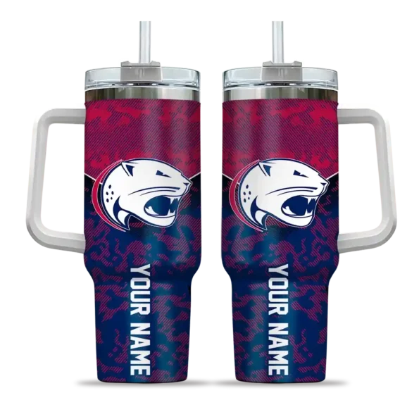 personalized south alabama jaguars chevron stripe blue curved tumbler best selling.webp