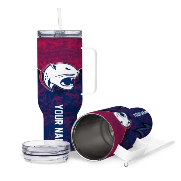 personalized south alabama jaguars chevron stripe blue curved tumbler high quality.webp