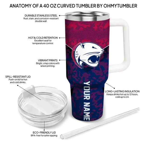 personalized south alabama jaguars chevron stripe blue curved tumbler new arrival.webp