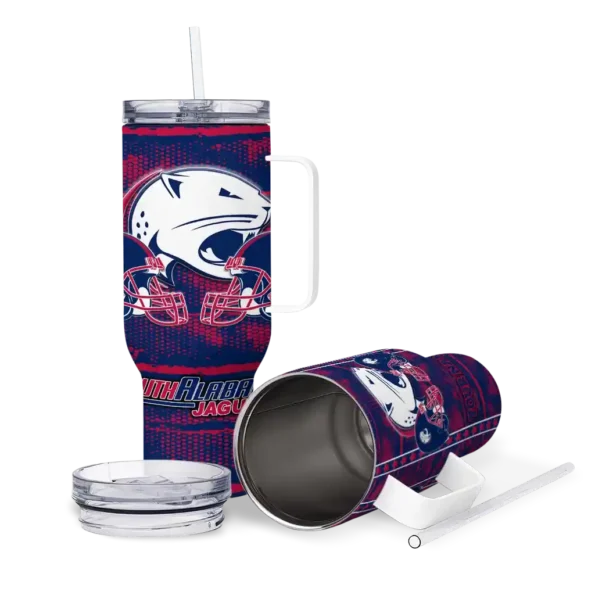 personalized south alabama jaguars honey streaks blue curved tumbler high quality.webp