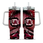 personalized south carolina gamecocks abstract paths garnet curved tumbler best selling.webp