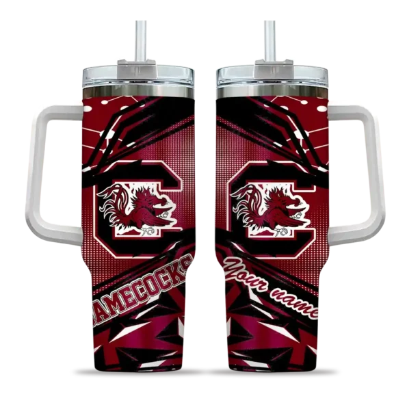 personalized south carolina gamecocks abstract paths garnet curved tumbler best selling.webp