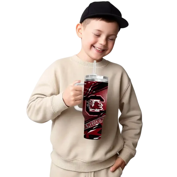 personalized south carolina gamecocks abstract paths garnet curved tumbler latest model.webp