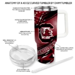 personalized south carolina gamecocks abstract paths garnet curved tumbler best selling.webp