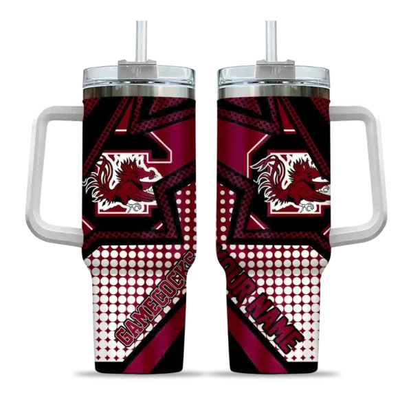 personalized south carolina gamecocks arrow burst garnet curved tumbler best selling.webp