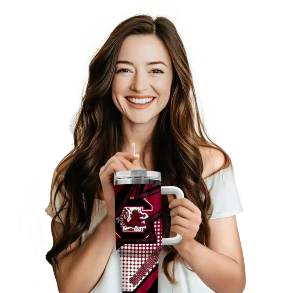 personalized south carolina gamecocks arrow burst garnet curved tumbler premium grade.webp