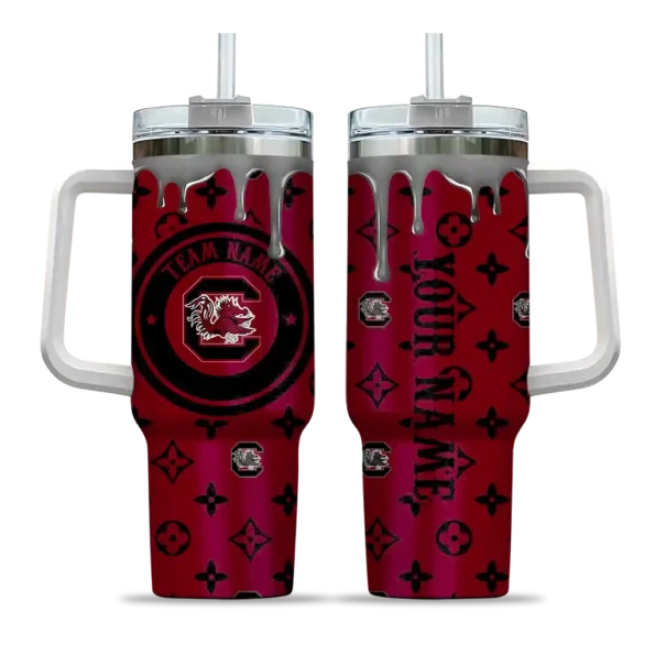 personalized south carolina gamecocks bullseye drips garnet curved tumbler best selling.webp
