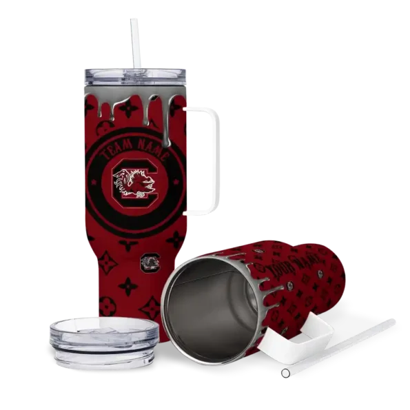 personalized south carolina gamecocks bullseye drips garnet curved tumbler high quality.webp