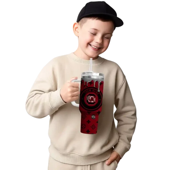 personalized south carolina gamecocks bullseye drips garnet curved tumbler latest model.webp