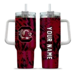 personalized south carolina gamecocks burst swirl garnet curved tumbler best selling.webp