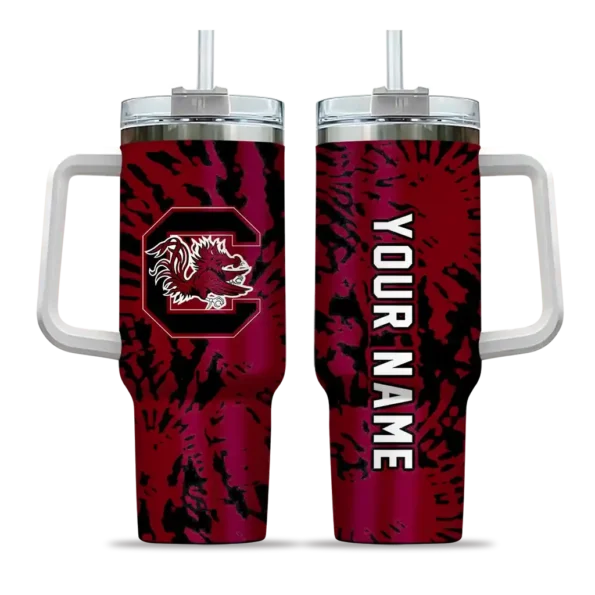 personalized south carolina gamecocks burst swirl garnet curved tumbler best selling.webp