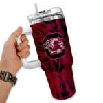 personalized south carolina gamecocks burst swirl garnet curved tumbler best selling.webp
