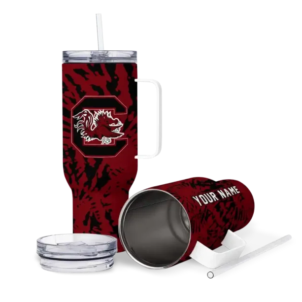 personalized south carolina gamecocks burst swirl garnet curved tumbler high quality.webp