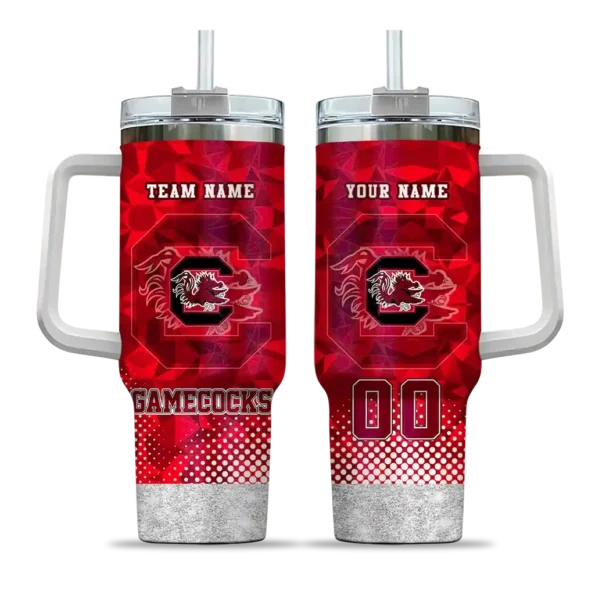 personalized south carolina gamecocks geometric prism garnet curved tumbler best selling.webp
