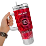 personalized south carolina gamecocks geometric prism garnet curved tumbler best selling.webp