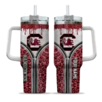 personalized south carolina gamecocks leopard zipper garnet curved tumbler best selling.webp