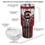 personalized south carolina gamecocks leopard zipper garnet curved tumbler best selling.webp