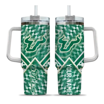 personalized south florida bulls chevron angle green curved tumbler best selling.webp