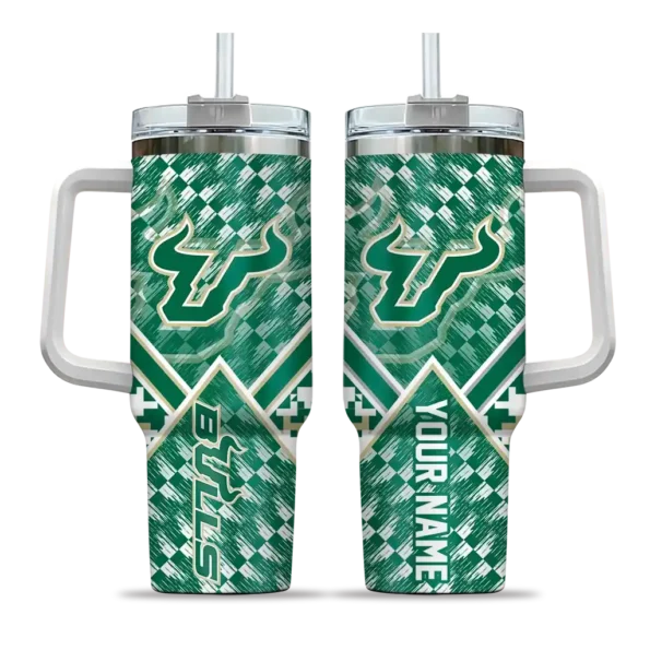 personalized south florida bulls chevron angle green curved tumbler best selling.webp