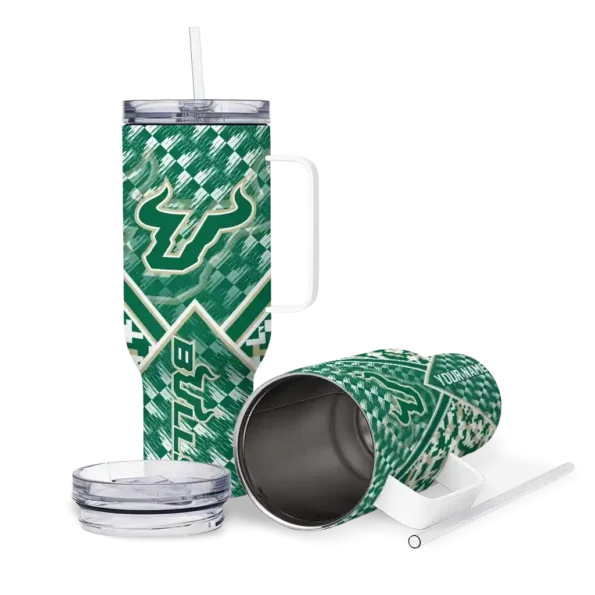 personalized south florida bulls chevron angle green curved tumbler high quality.webp