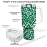 personalized south florida bulls chevron angle green curved tumbler best selling.webp