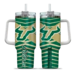 personalized south florida bulls chevron layers green curved tumbler best selling.webp