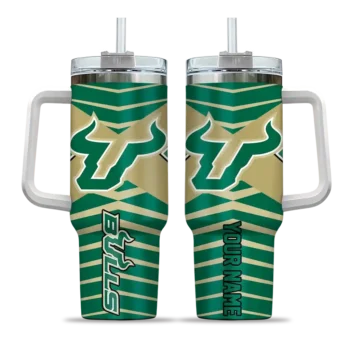 personalized south florida bulls chevron layers green curved tumbler best selling.webp