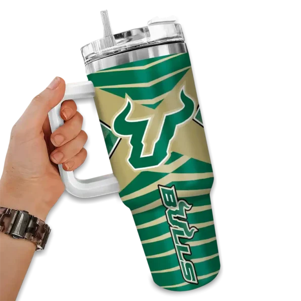 personalized south florida bulls chevron layers green curved tumbler fashion forward.webp