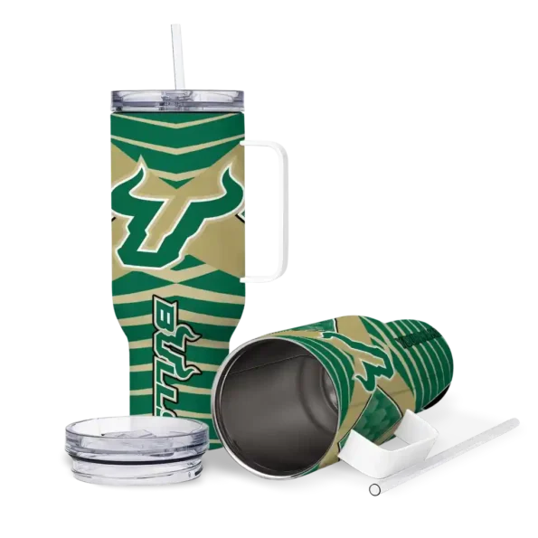 personalized south florida bulls chevron layers green curved tumbler high quality.webp