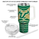 personalized south florida bulls chevron layers green curved tumbler best selling.webp